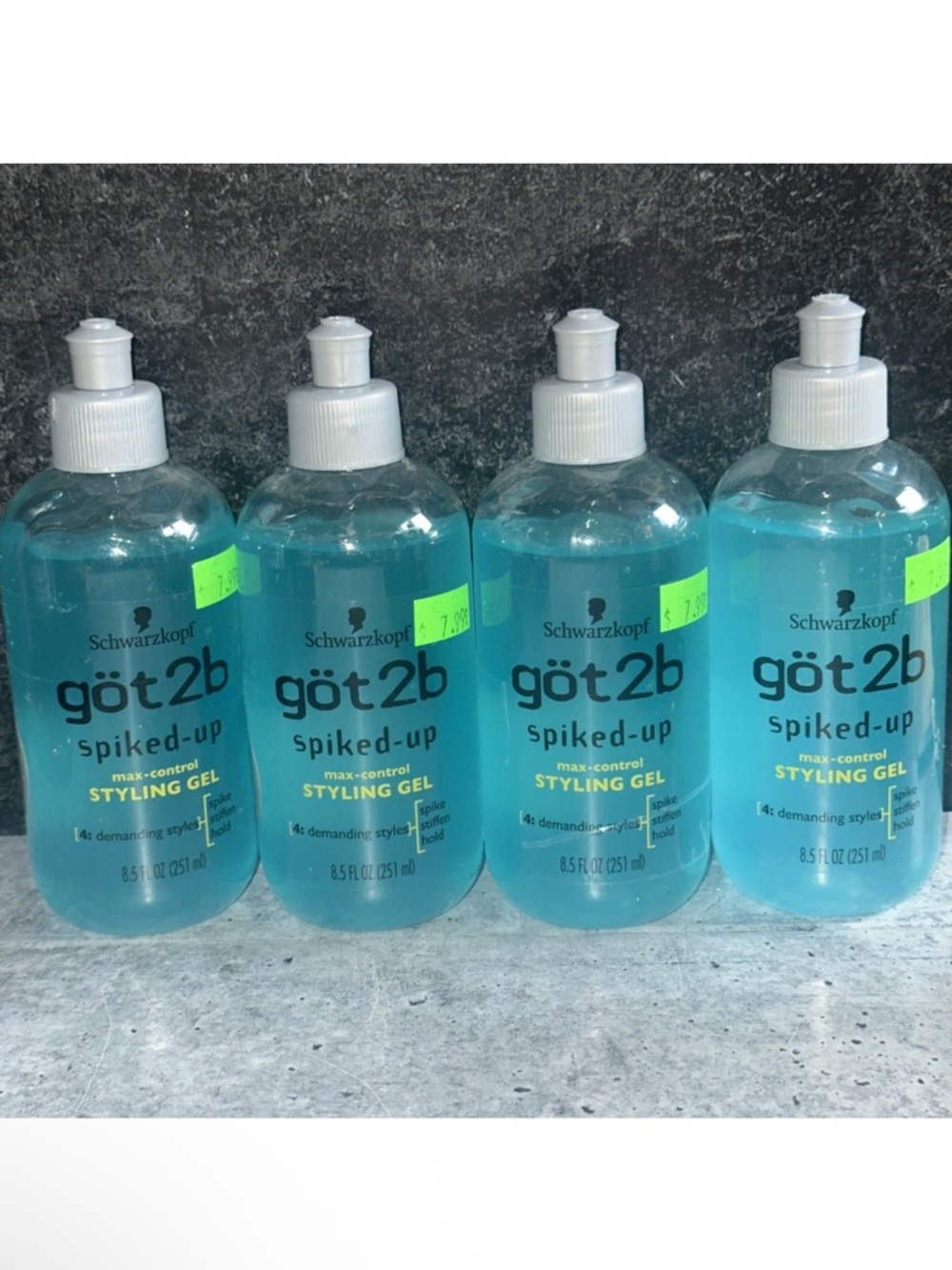 3 PK Schwarzkopf Got2B Spiked Up Max Control Styling Gel ~ 8.8 Fl Oz Each NEW